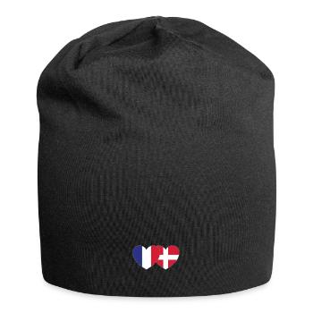 France Denmark Flag Heart - Jersey Beanie - black - Front