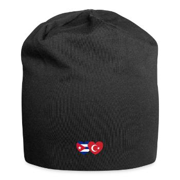 Kuba Türkei Flagge Herz - Jersey-Beanie - Schwarz - Vorne