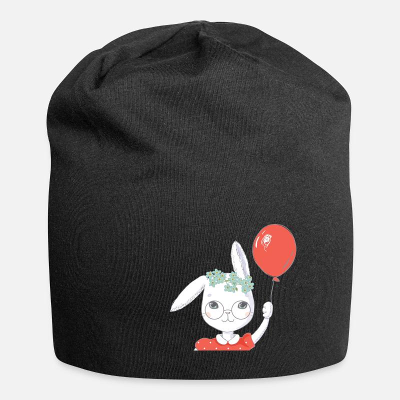 Süßes Ostern Hase Luftballon Geschenk - Jersey-Beanie - Schwarz