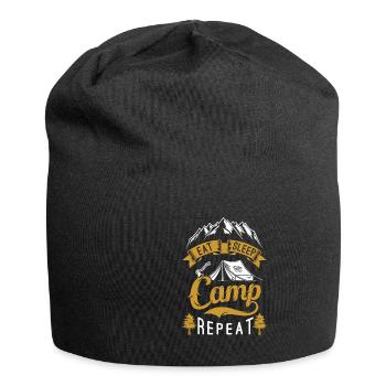 Eat sleep camp repeat - Jersey Beanie - black - Front