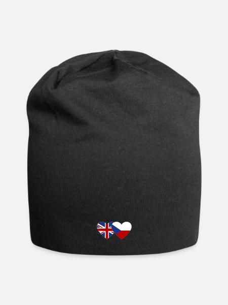England Tschechien Flagge Herz - Jersey-Beanie - Schwarz