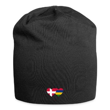 Denmark Mauritius Flag Heart - Jersey Beanie - black - Front