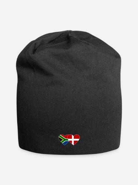 Südafrika Dänemark Flagge Herz - Jersey-Beanie - sort