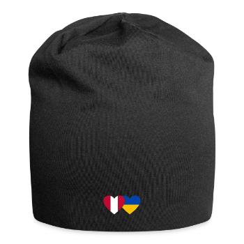 Peru Ukraine Heart Flag - Jersey Beanie - black - Front