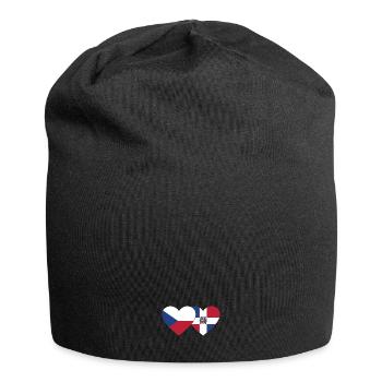 Czech Republic Dominican Republic Flag Heart - Jersey Beanie - black - Front