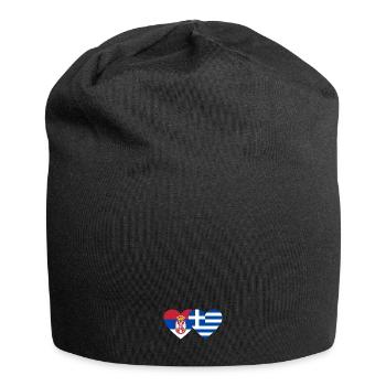 Serbie Grèce Drapeau Coeur - Bonnet en jersey - noir - Devant