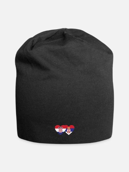 Kroatien Serbien Herz Flagge - Jersey-Beanie - Schwarz