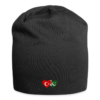 Turkey Pakistan Flag Heart - Jersey Beanie - black - Front