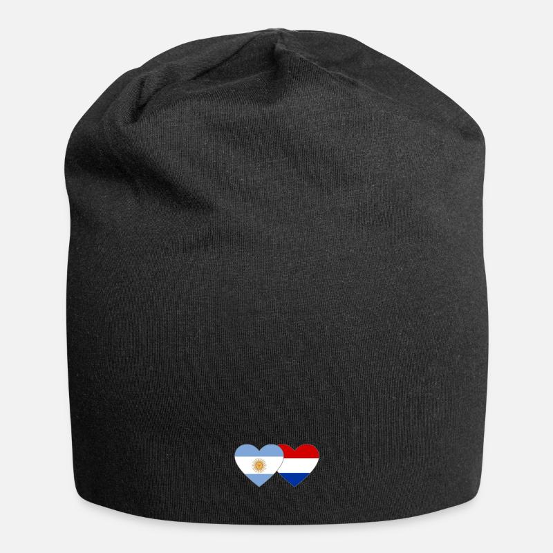 Argentine Hollande drapeau coeur - Bonnet en jersey - noir
