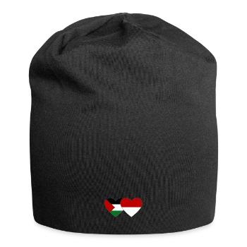 Palestine Indonesia Flag Heart - Jersey Beanie - black - Front