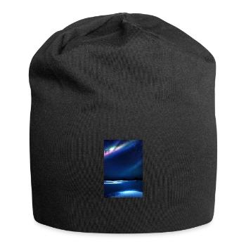 Aurores boréales, Nuit, Étoiles, Neige, Réflexion - Bonnet en jersey - noir - Devant