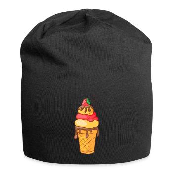 Eis Speiseeis Eiskrem Eiscreme Kugeleis Eisbecher - Jersey-Beanie - Schwarz - Vorne