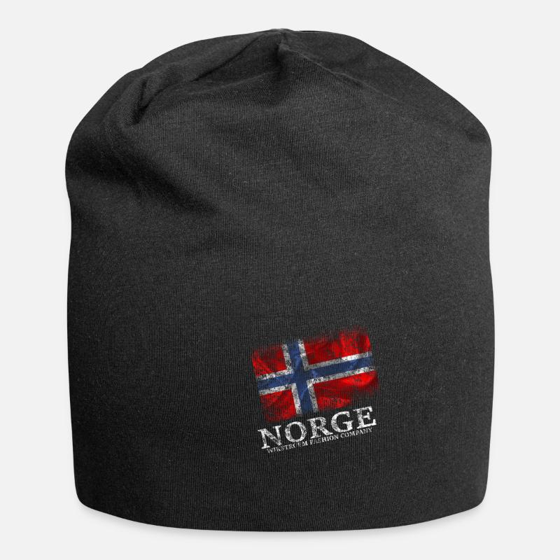 Wikstroem Norway flag style grunge - Bonnet en jersey - noir