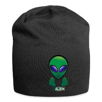 Alien Italy, funny Italy holiday shirt - Jersey Beanie - black - Front