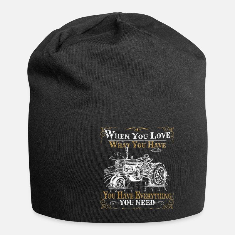 Traktor Spruch Vintage Retro Bauer Acker Geschenk - Jersey-Beanie - Schwarz