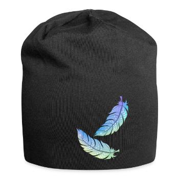 farbige indische Feder - Jersey-Beanie - Schwarz - Vorne