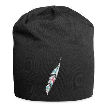 Plume d’oiseau artistique dans le style ethno - Bonnet en jersey - noir - Devant