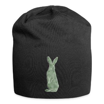 "Hase", Boho Line Art Design, Serie „Woods“ - Jersey-Beanie - Schwarz - Vorne