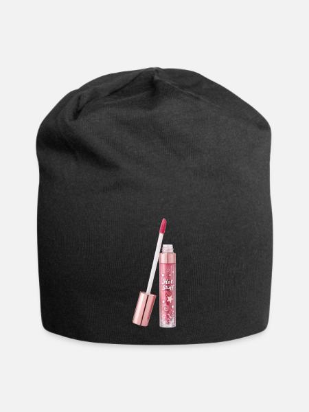 Lipgloss mit Glittereffekt - Jersey-Beanie - Schwarz