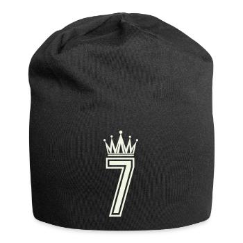 Königliche Sieben Logo - Jersey-Beanie - Schwarz - Vorne