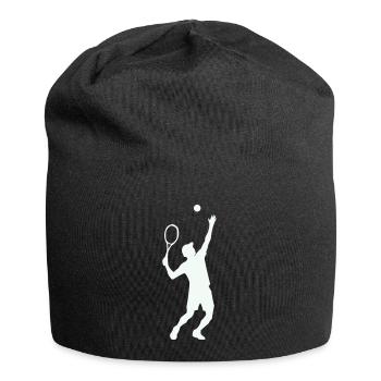 Tennis Silhouette im Sprung - Jersey-Beanie - Schwarz - Vorne