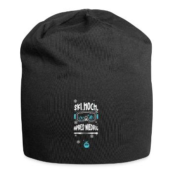 Ski hoch, Apres niedrig - Jersey-Beanie - Schwarz - Vorne