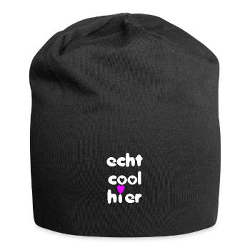 echt cool hier herz weiss pink - Jersey-Beanie - Schwarz - Vorne