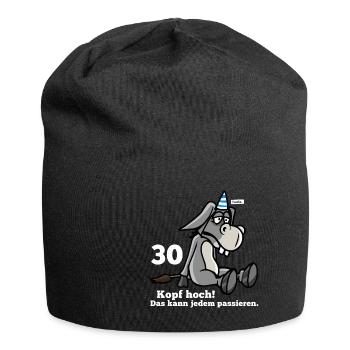 30 Kopf Hoch Das Kann Jedem Passieren Esel 30 Gebu - Jersey-Beanie - Schwarz - Vorne