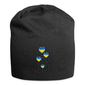 Solidarité et ballons de cœur pour l’Ukraine - Bonnet en jersey - noir - Devant