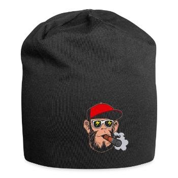 Raucher Brille Hipster Affe - Geschenk Gras Kiffen - Jersey-Beanie - Schwarz - Vorne