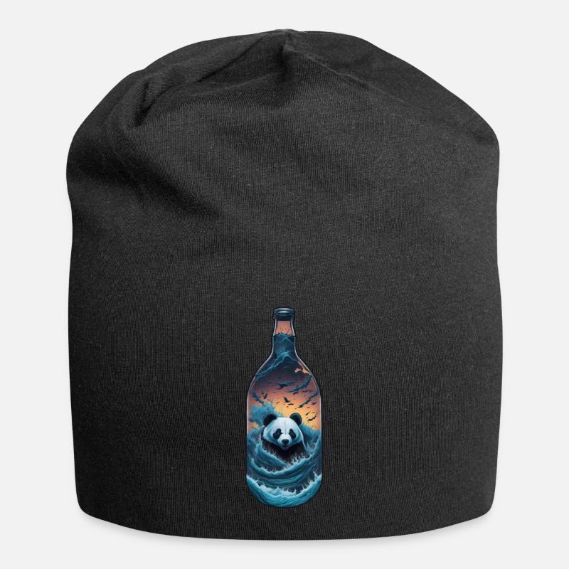 Panda - Jersey-Beanie - Schwarz