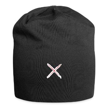 Rouge X - Croix de Saint-André Style Grunge rouge sur blanc - Bonnet en jersey - noir - Devant