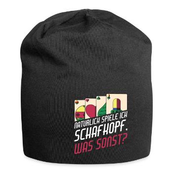 Natürlich spiele ich Schafkopf - Jersey-Beanie - Schwarz - Vorne
