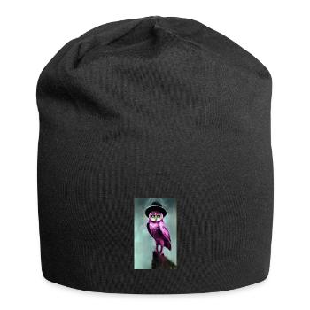 Owl with hat - Jersey Beanie - black - Front