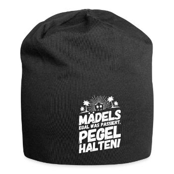 Mallorca Trinkteam Trinkspruch Mädels Pegel - Jersey-Beanie - Schwarz - Vorne