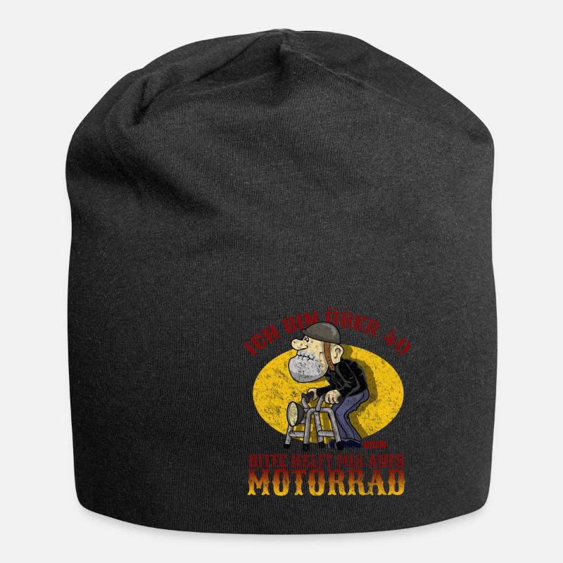 Ich Bin Über 40 Bitte Helft Mir Aufs Motorrad 40 G - Jersey-Beanie - Schwarz