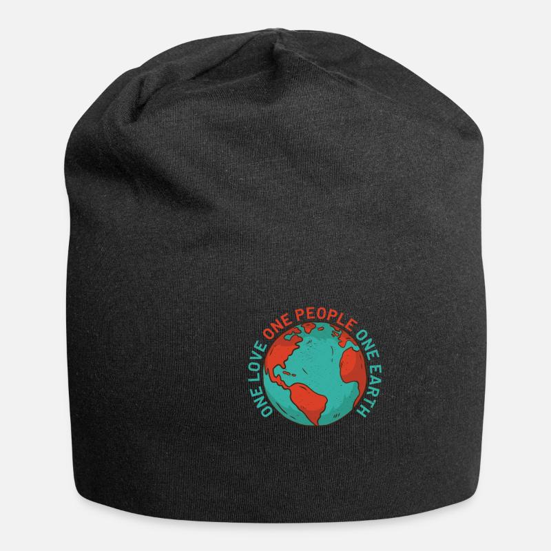 one love one people one earth - Jersey Beanie - black