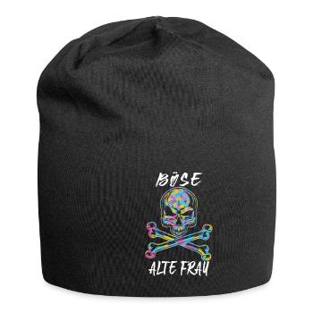 Böse Alte Frau Ironie Camouflage Totenkopf Bikerin - Jersey-Beanie - Schwarz - Vorne
