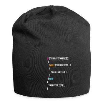 Funny Programmer Codes Coffee And Sleep - Jersey-Beanie - Schwarz - Vorne