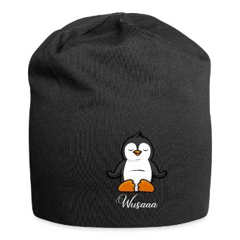 Auszeit Durchatmen Wusaaa Pinguin - Jersey-Beanie - Schwarz - Vorne