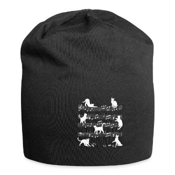 Cat Playing Music Key Notes - Jersey-Beanie - Schwarz - Vorne