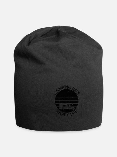 Camping Camper Wohnmobil Wohnwagen Campingurlaub - Jersey-Beanie - Schwarz