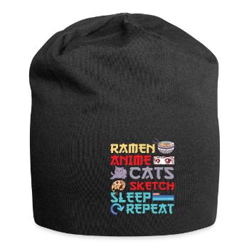 Ramen Anime Cats Sketch Sleep - Jersey-Beanie - Schwarz - Vorne