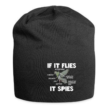 Funny It Flies It Spies - Jersey-Beanie - Schwarz - Vorne