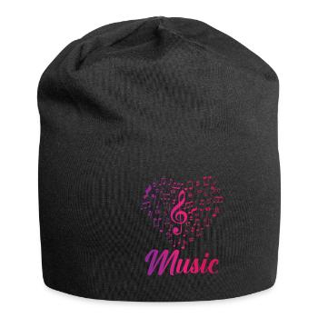 Heart Music Notes - Jersey-Beanie - Schwarz - Vorne