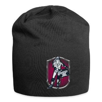 Vintage Retro Girl Roller Skating - Jersey-Beanie - Schwarz - Vorne