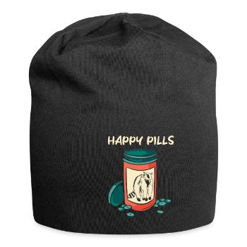 Cute Raccoon Happy Pills - Jersey-Beanie - Schwarz - Vorne