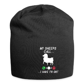 Funny My Sheep Calls - Jersey-Beanie - Schwarz - Vorne