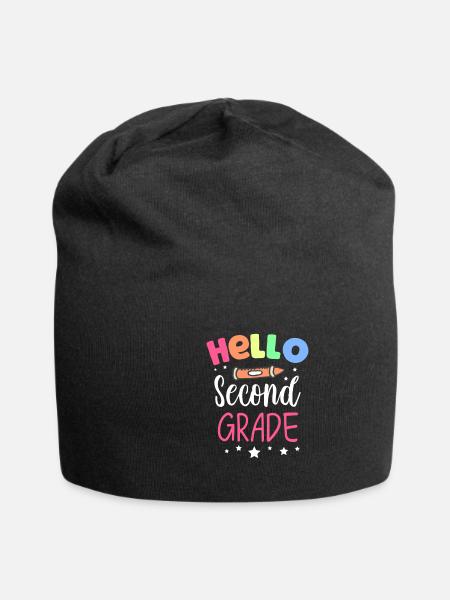 Teacher Hello 2nd Grade - Jersey-Beanie - Schwarz