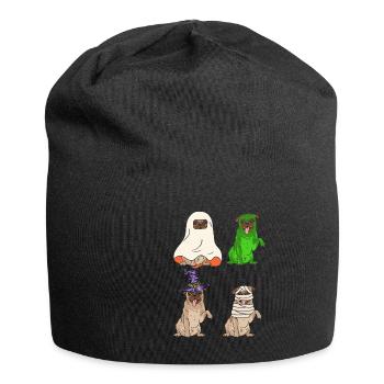 Cute Dog Pug In Halloween Costumes - Jersey-Beanie - Schwarz - Vorne
